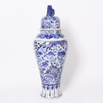 Pair of Chinese Blue and White Porcelain Palace Urns