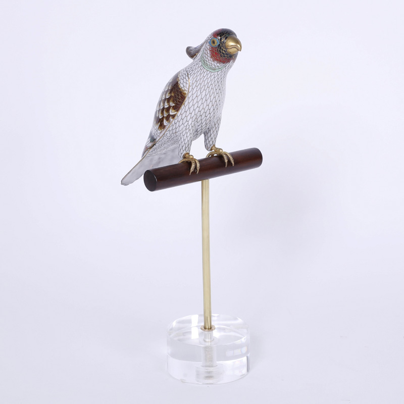 Chinese Cloisonné Bird on a Stand