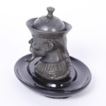 Asian Inspired Antique Pewter Inkwell