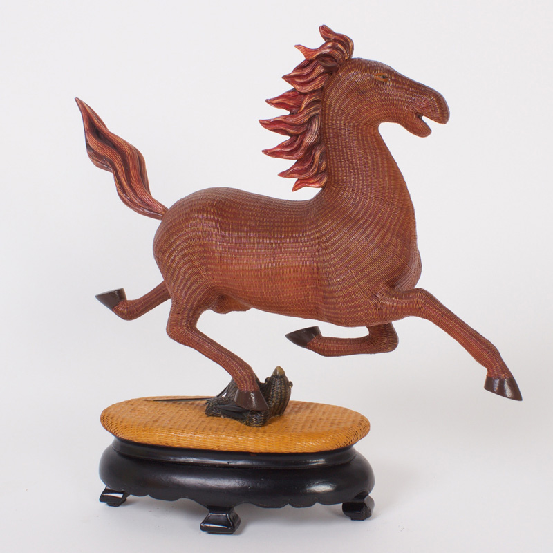 Mid Century Chinese Wicker Horse