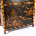 Vintage Faux Bamboo Chinoiserie Leather Top Desk