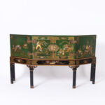 Vintage English Green Chinoiserie Cabinet on Stand