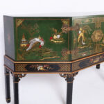 Vintage English Green Chinoiserie Cabinet on Stand