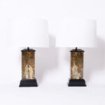 Pair of Vintage Eglomise Chinoiserie Table Lamps