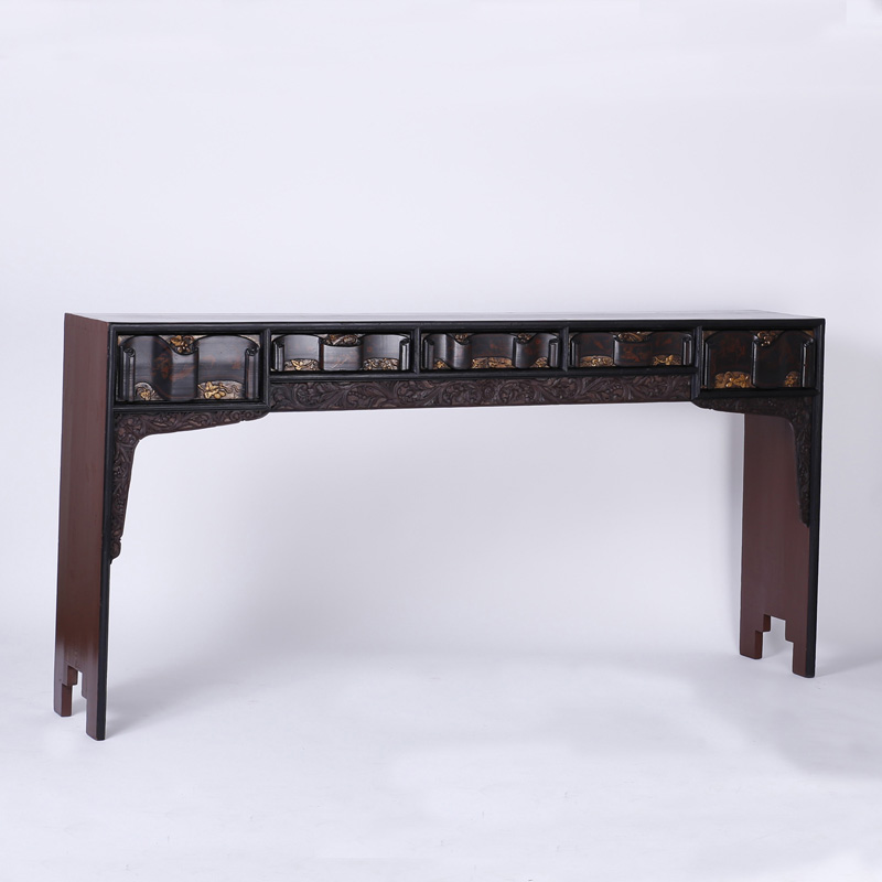 Chinoiserie Painted Five Drawer Console or Altar Table