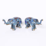 Pair of Mid Century Cloisonné Elephants