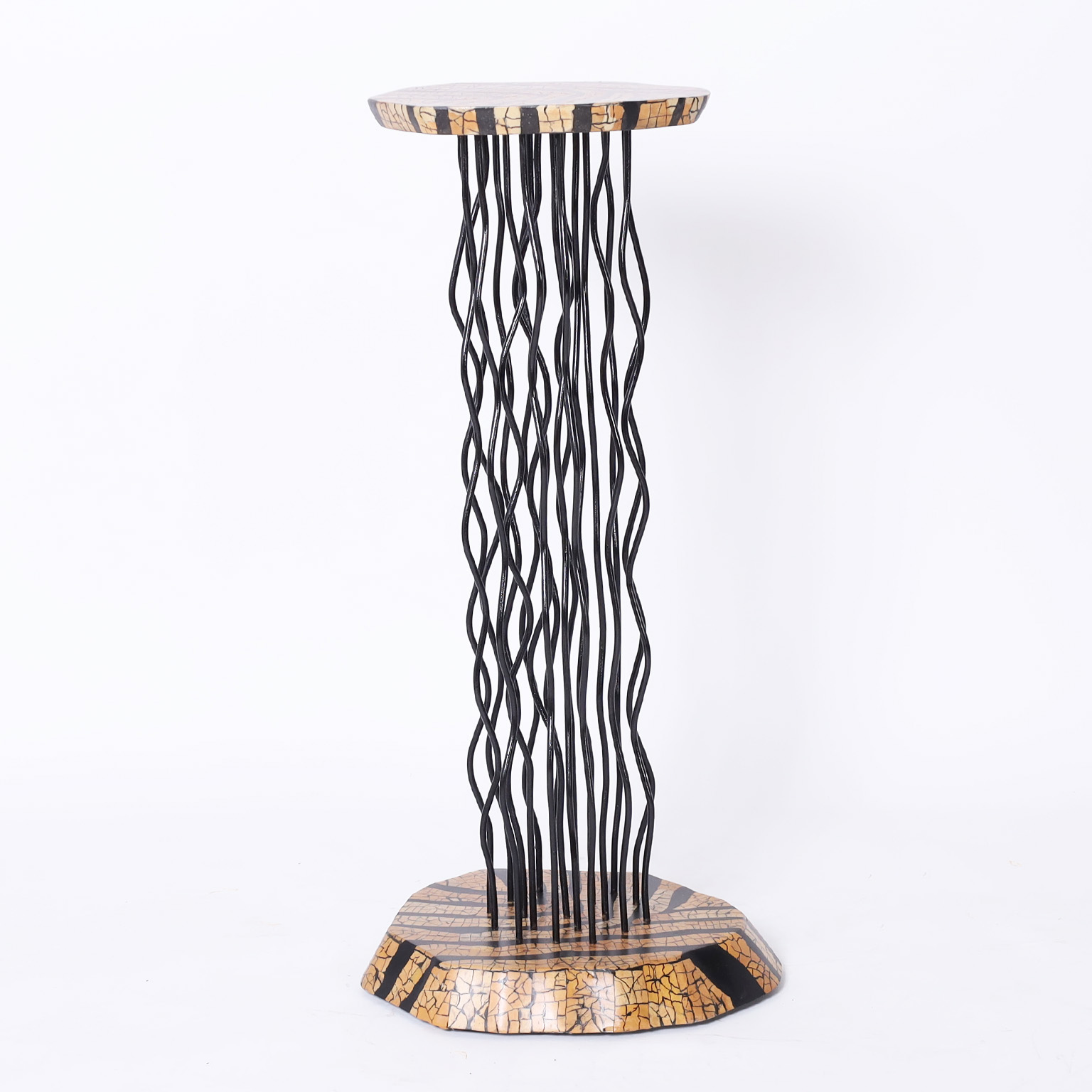 Modernist Iron and Coconut Shell Pedestal
