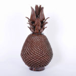 Brown Glazed Terra Cotta Lidded Pineapple Jar