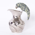 Vintage Silver on Copper Pitcher with Stone Bird Handle