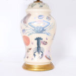 Pair of Reverse Decoupage Table Lamps with Sea Life & Shells