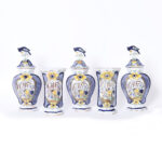 Group of Five Antique English Delftware Urns and Vases