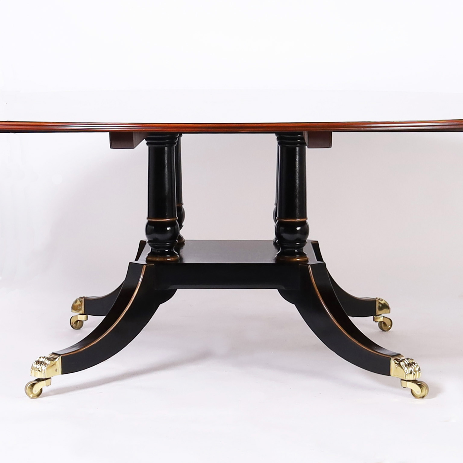 Vintage Large Regency Style Round Dining Table by Trosby