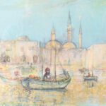 Enhanced Lithograph of Venice by Edna Hibel