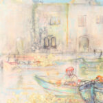 Enhanced Lithograph of Venice by Edna Hibel