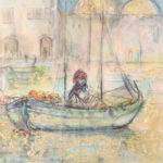 Enhanced Lithograph of Venice by Edna Hibel