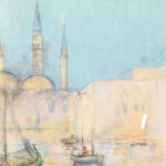 Enhanced Lithograph of Venice by Edna Hibel