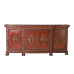 Vintage British Colonial Style Maitland-Smith Coconut Shell and Leather Sideboard