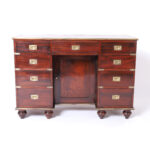 Antique English Campaign Leather Top Desk