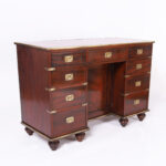 Antique English Campaign Leather Top Desk