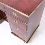 Antique English Campaign Leather Top Desk