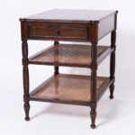British Colonial Style Three Tiered Caned Stand or Table