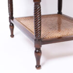 British Colonial Style Three Tiered Caned Stand or Table