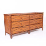 Vintage British Colonial Faux Bamboo and Grasscloth Chest or Dresser