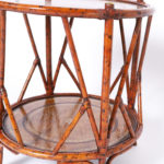 Faux Bamboo British Colonial Style Leather Top Occasional Table by Maitland-Smith