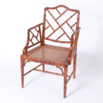 Set of Four Mid Century Faux Bamboo Arm Chairs