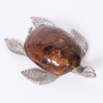 Mid Century Silver Plate and Faux Tortoise Turtle