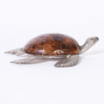 Mid Century Silver Plate and Faux Tortoise Turtle