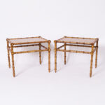 Pair of Faux Bamboo Faux Tortoise Stands or Tables