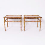 Pair of Faux Bamboo Faux Tortoise Stands or Tables