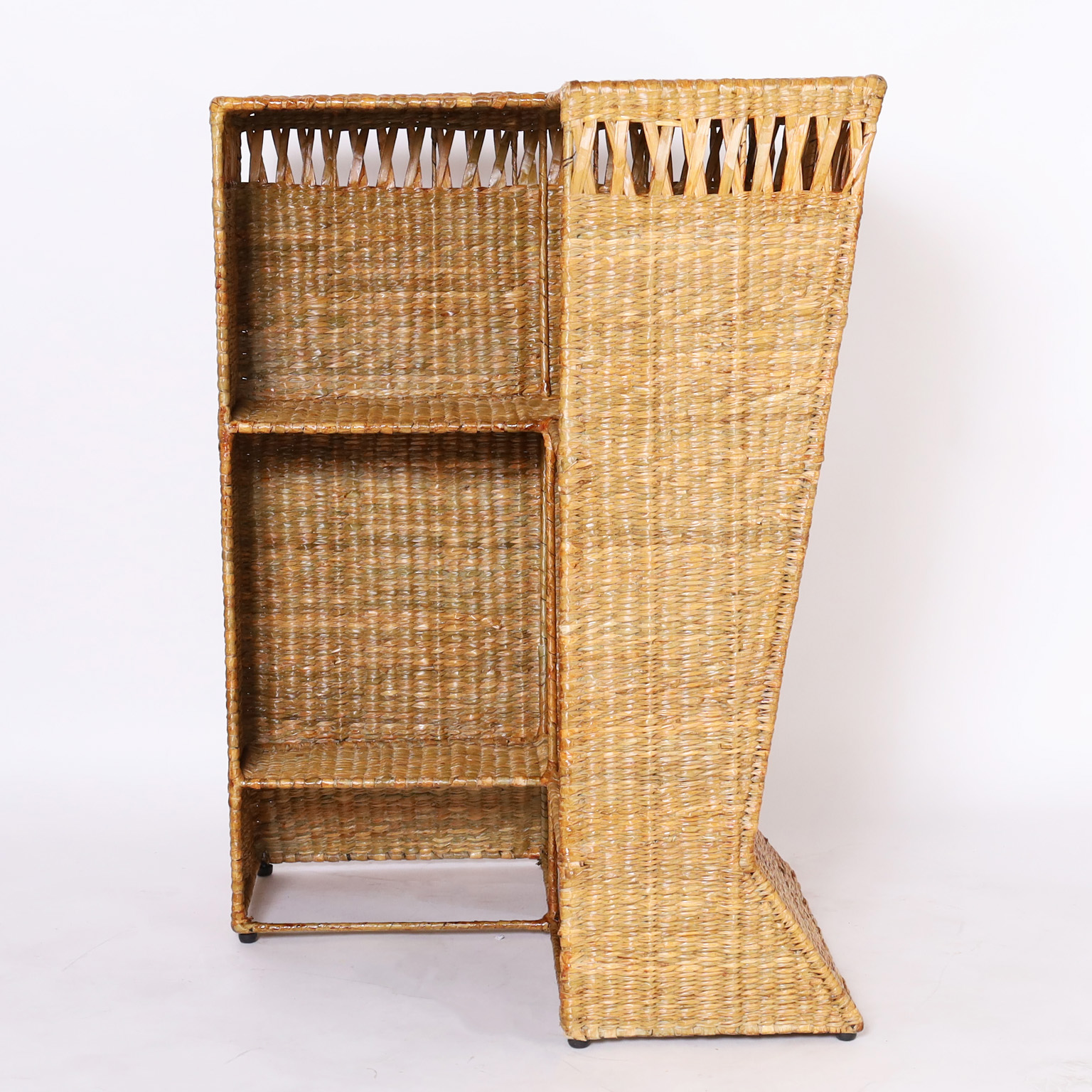 Mid Century Style Tropical Woven Reed Bar from the FS Flores Collection
