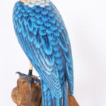 Life Size Carved and Painted Wood Parrot Sculpture