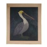 Framed Mid Century Oil Painting of a Pelican