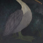 Framed Mid Century Oil Painting of a Pelican