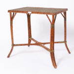 Antique French Bamboo and Rattan Bistro Table