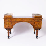 Antique French Restoration Period Leather Top Burled Elm Desk