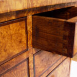 Antique French Restoration Period Leather Top Burled Elm Desk