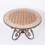 Vintage French Tile Top Table with Iron Base