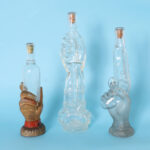 Group of Three Antique French Hand Form Bottles, Priced Individually