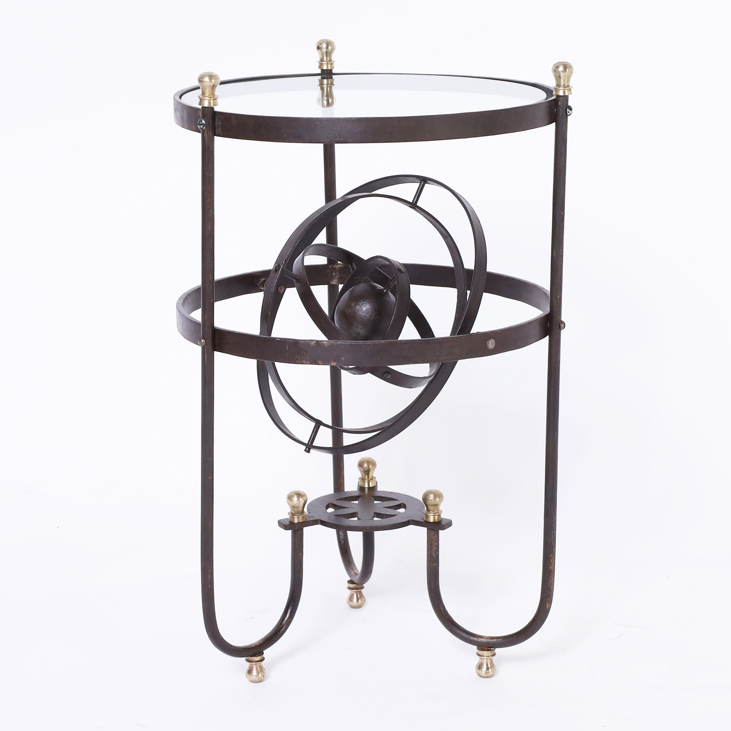 Vintage French Iron Stand with Armillary Sphere
