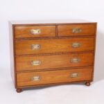 Mid Century Pair of Fruitwood Campaign Style Chests by Baker