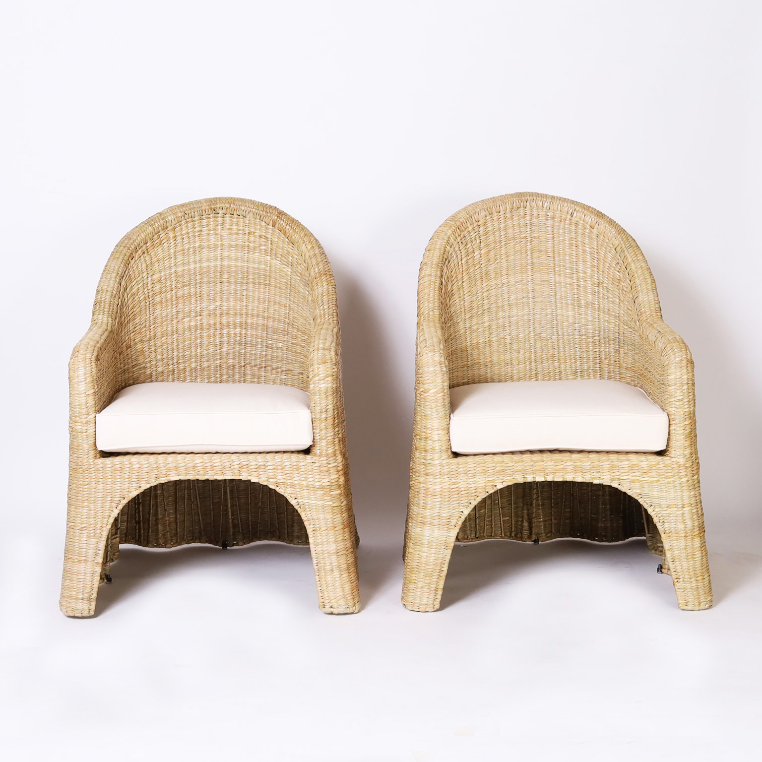 Wicker Drapery Ghost Armchairs by the FS Flores Collection