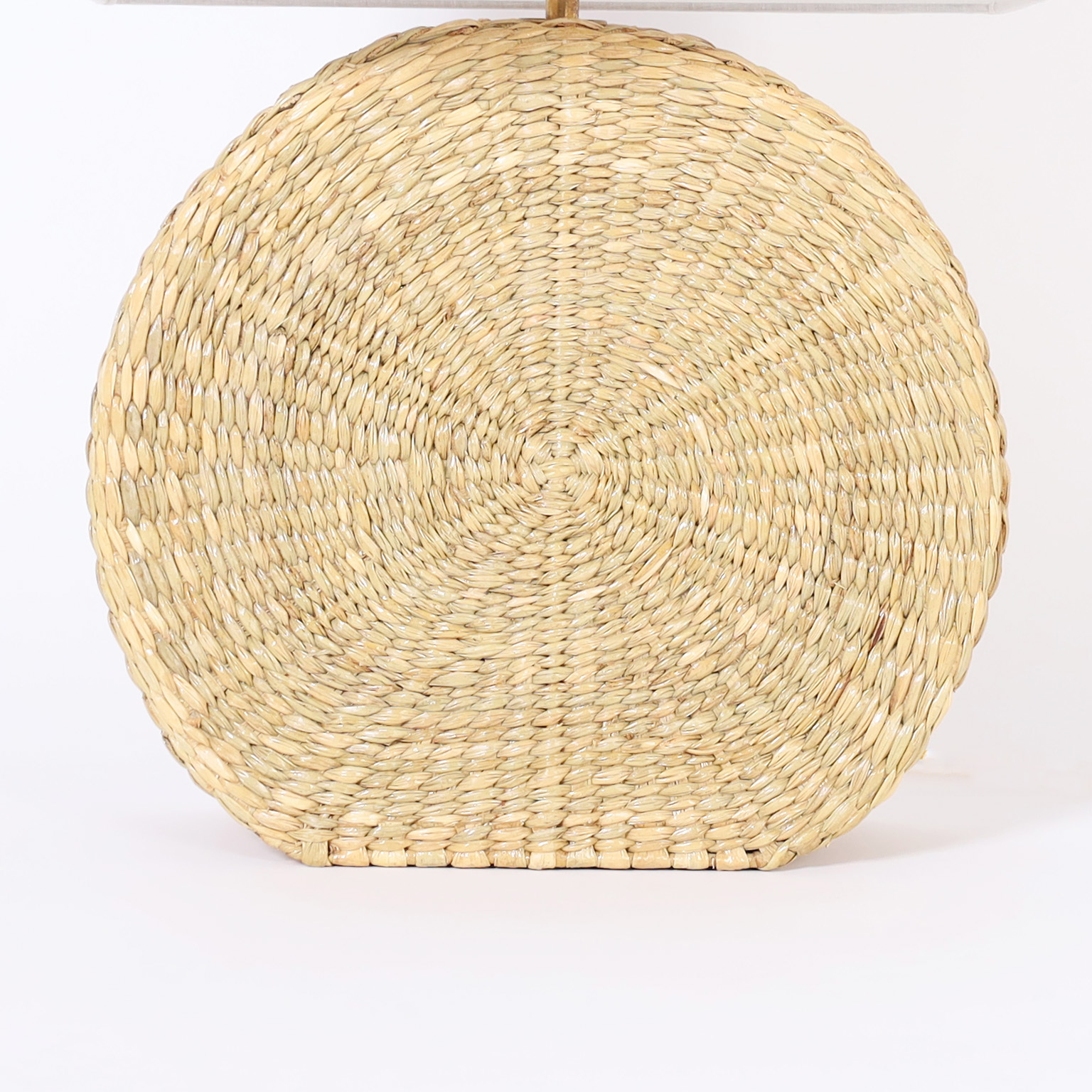 Pair of Spherical Wicker Table Lamps from the FS Flores Collection