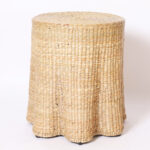 Pair of Round Ghost Drapery Woven Reed Stands from the FS Flores Collection