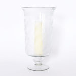 Pair of Floral Etched Glass Hurricane Candle Stands