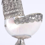 Group of Four Anglo Indian Seashell and Metal Swans