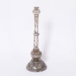 Four Antique English Mercury Glass Candlesticks, Priced Per Pair